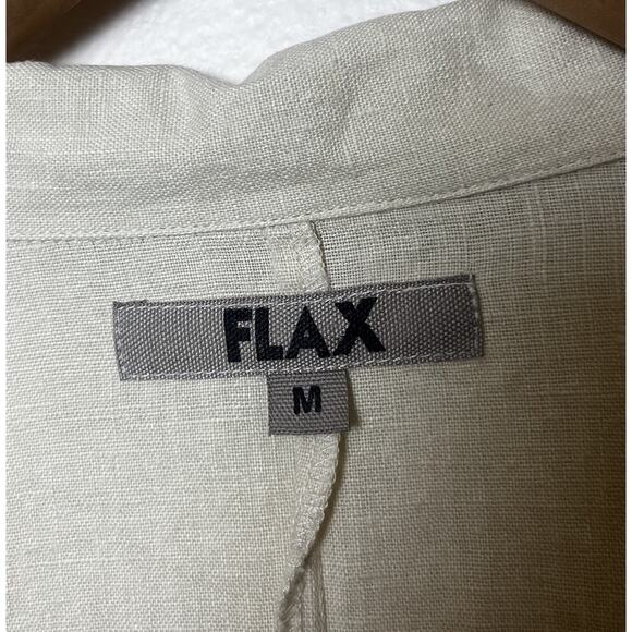 Flax Button Up 100% Linen Shirt Jacket Sz Medium Yellow Lightweight Langenlook - Picture 7 of 8